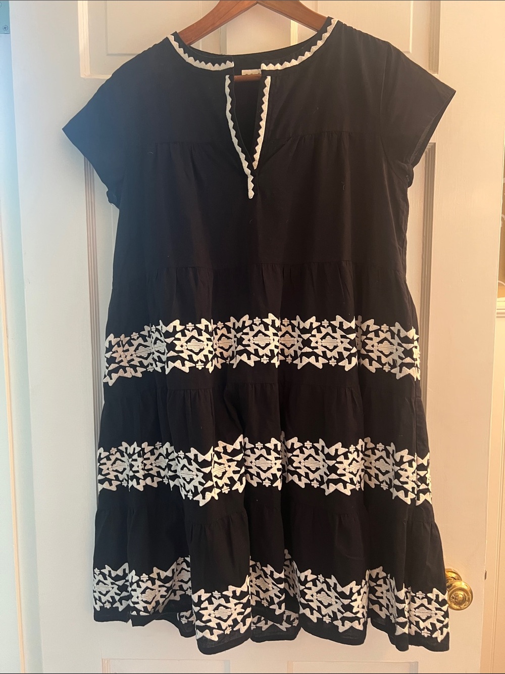 ROLLER RABBIT 
black with white embroidered detail dress size small